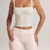 Lai modal-camisole-top med firkantet hals i hvitt