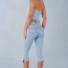 Landon mid-rise denim capri-jeans i lys denim