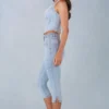 Landon mid-rise denim capri-jeans i lys denim