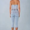 Landon mid-rise denim capri-jeans i lys denim