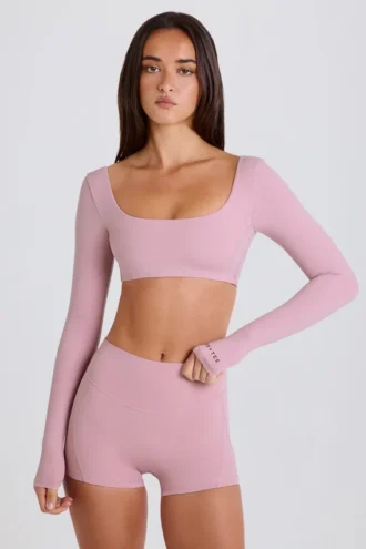 Langermet kort topp i mauve