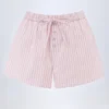 Lariana shorts i bomullspoplin med rosa striper og middels høy midje