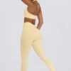 Leggings i børstet jersey med rynker og middels høy midje i Lemon Marl