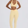 Leggings i børstet jersey med rynker og middels høy midje i Lemon Marl