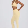 Leggings i børstet jersey med rynker og middels høy midje i Lemon Marl