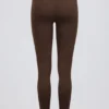 Leggings i børstet jersey med rynker og middels høy midje i pecan melert