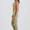 Leggings med brettet linning, middels høy midje og stropper i Matcha