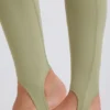 Leggings med brettet linning, middels høy midje og stropper i Matcha
