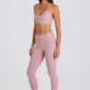 Leggings med brettet linning, middels høy midje og stropper i mauve