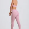 Leggings med brettet linning, middels høy midje og stropper i mauve