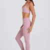 Leggings med brettet linning, middels høy midje og stropper i mauve