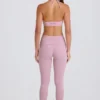 Leggings med brettet linning, middels høy midje og stropper i mauve