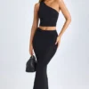 Lena Modal Twist-Front Maxi skjørt i svart