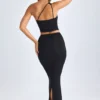 Lena Modal Twist-Front Maxi skjørt i svart