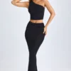 Lena Modal Twist-Front Maxi skjørt i svart