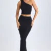 Lena Modal Twist-Front Maxi skjørt i svart