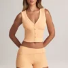 Nina Modal Foldover Mid-Rise Shorts i fersken