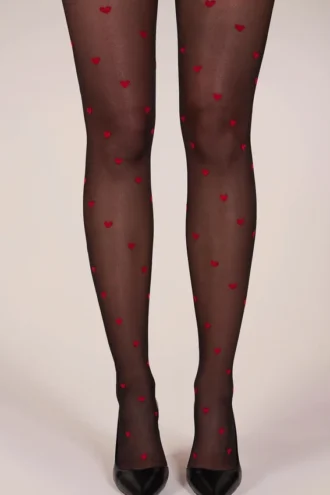 Lina Loveheart Print Tights i svart
