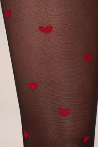 Lina Loveheart Print Tights i svart