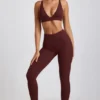 Linnea Petite ribbet modal-leggings med høy midje i fargen Espresso