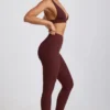 Linnea Petite ribbet modal-leggings med høy midje i fargen Espresso