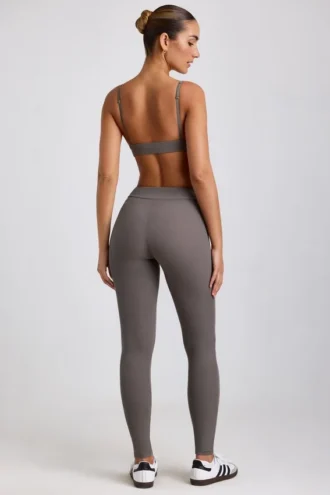Linnea Petite ribbet modal-leggings med høy midje i grått