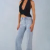 Lorielle mid-rise jeans med rette ben i lys denim