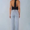 Lorielle mid-rise jeans med rette ben i lys denim