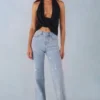 Lorielle mid-rise jeans med rette ben i lys denim