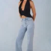 Lorielle mid-rise jeans med rette ben i lys denim
