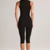 Luma Modal Bodycon Capri-jumpsuit med firkantet hals i svart