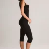 Luma Modal Bodycon Capri-jumpsuit med firkantet hals i svart