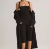 Luma Modal Bodycon Capri-jumpsuit med firkantet hals i svart
