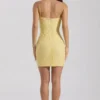 Lunetta pyntet bodycon-minikjole med rund hals i gult