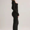 Lux Modal Bodycon-maxikjole med firkantet hals i svart