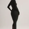 Lux Modal Bodycon-maxikjole med firkantet hals i svart