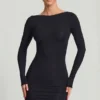 Lyla Modal Bodycon-minikjole med åpen rygg i svart