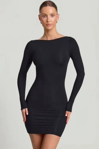 Lyla Modal Bodycon-minikjole med åpen rygg i svart