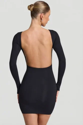 Lyla Modal Bodycon-minikjole med åpen rygg i svart