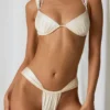 Mahina Ruched bikinitruser i perlehvit