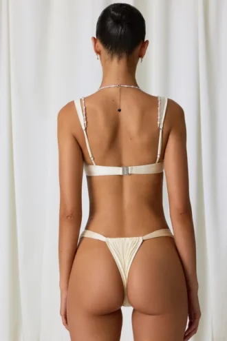 Mahina Ruched bikinitruser i perlehvit