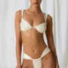 Mahina Ruched bikinitruser i perlehvit