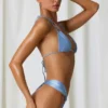 Mahina Ruched Thong-bikinitruser i himmelblå