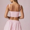 Maira rynket miniskjørt med snøring i myk mauve stripe