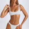Malibu bikinitopp med rund hals i hvitt