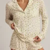 Maphie Modal Ruffle-Trim Pyjama Shorts i sitronmønster