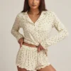 Maphie Modal Ruffle-Trim Pyjama Shorts i sitronmønster