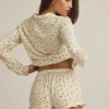 Maphie Modal Ruffle-Trim Pyjama Shorts i sitronmønster