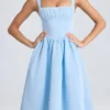 Marguerite drapert korsett-midaxi-kjole i pudderblå