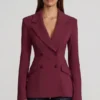 Marika strukturert blazer med dobbel knappestolpe i burgunder